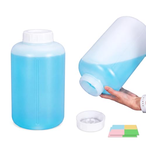 2Pack Plastic Jars 1.32 Gallon (5L) Bottles Containers with Lids, Wide Mouth Large Reusable Food Storage Jugs for Water, Juice, Milk Translucent 1.32 gallons