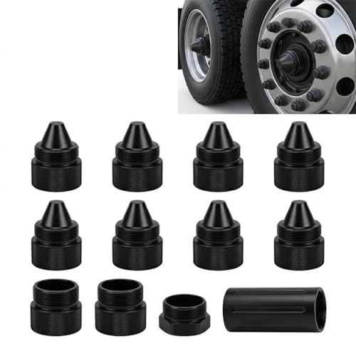Bovzor 1.375-inch aluminum cone-shaped truck wheel lug nuts, 24 thread, 12-pack