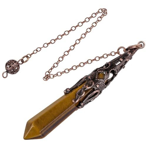 mookaitedecor Tiger's Eye Crystal Pendulum for Divination Dowsing Brown