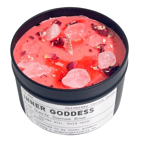 Inner Goddess – Rose Quartz Candle | Vegan Spiritual Candle for Self-Love, Heart Healing & Feminine Energy | Christmas Gift