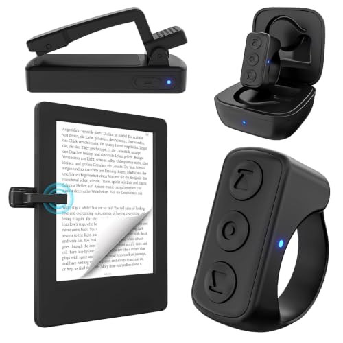 Multi-Function Bluetooth Page Turner TikTok Scrolling Ring Ideal for E-Readers/TikTok Videos/Camera Recording Compatible with Kindle/Kobo/iOS/Android (Black) Black