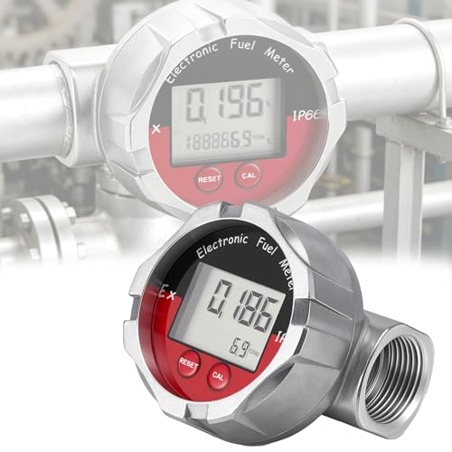 Flow Meter, 1 Inch Stainless Steel Digital Electronic LCD Flow Meter Turbine Meter for Liquid Water Petrol Kerosene Oil Liquid Measurement Waterproof Range is 10-100Ll/min