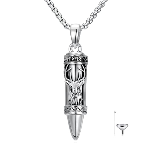 Bullet Urn Necklace for Ashes Cross Lion Eagle Deer Celtic Knot Necklace 02-DEER