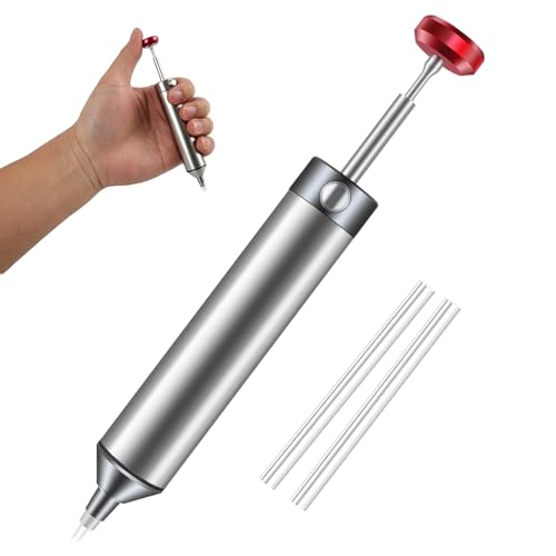 Desoldering Tool, Soldering Sucker Vacuum Soldering Remover Tool, Desoldering Pump Made of Aluminum Alloy, Vacuum Desoldering Pump, with 1 Silicone Nozzles Desoldering Suction Pump (150 mm), for