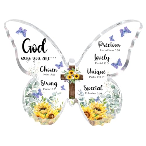 God, Christian Gifts Bible Verses Religious Sunflower Gifts for Women Men God Says You Are