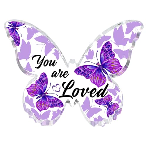 Butterfly Gifts for Women, Butterfly Decorations Acrylic Plaque Desk Decor You Are Loved