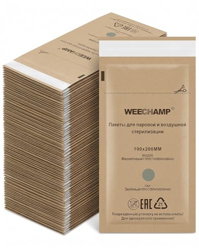 Disposable Kraft Sterilization Bags for Autoclave, Dry Sterilizer, Manicure and Pedicure Instruments, Suitable for Dentists and Beauticians (100 x 200 mm), Pack of 60