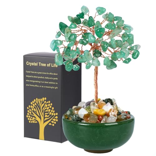 Green Aventurine Crystal Tree of Life, Feng Shui Money Tree Decor Green Aventurine Tree-3