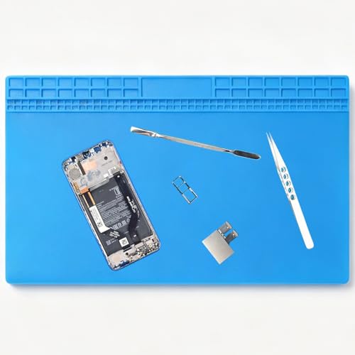 Soldering Mat, Antistatic Repair Mat, Extra Large 70 x 40 cm, Silicone Soldering Mat, 500°C, Heat Resistant, Robust, Work Mat, Silicone Mat, Soldering Pad for Electronics, Phone, Laptop, Repair (Blue)