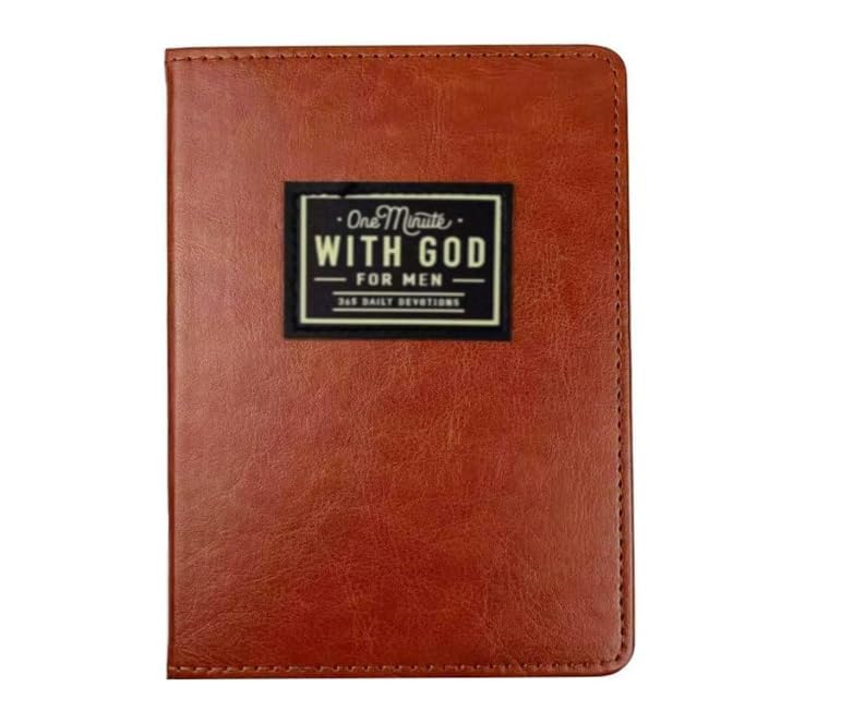 lajotiz One Minute With God: 365 Days Daily Prayer Book For Men | Daily Devotional and Prayer Journal Note Book Brown Faux Leather