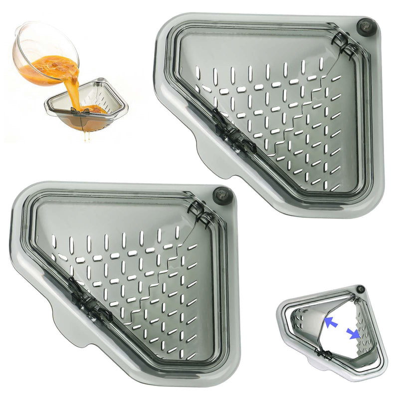 Generic 2 x Triangular Sink Strainer | Sink Organizer Rack, Detachable Strainer, Space Saving, Twist Lock for Kitchen Waste