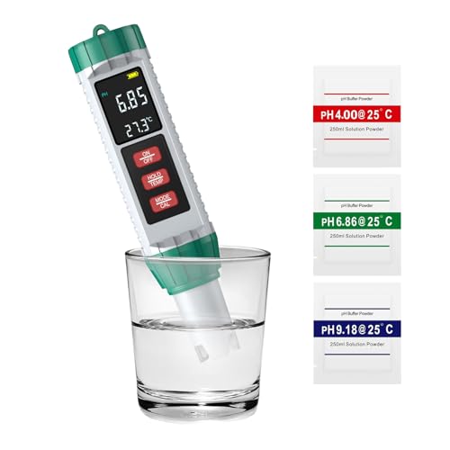 PH Meter, 5 in 1 pH/TDS/EC/Salinity/Thermometer, High Precision Swimming Pool pH Tester with Backlit LED Display and Temperature Compensation for Drinking Water/Pool