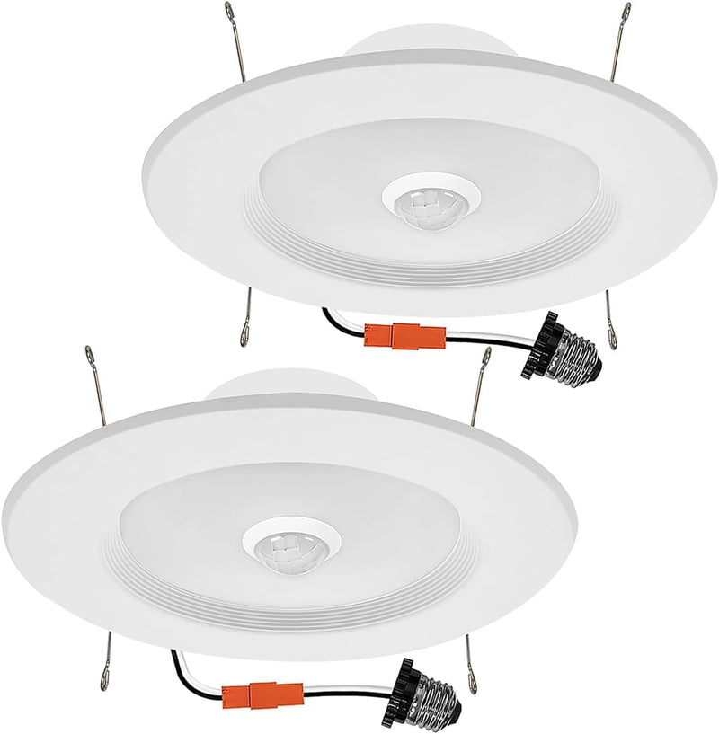[Australia - AusPower] - 5 inch & 6 inch Retrofit LED PIR Motion Sensor Downlight,LED Recessed Light, 20W 120V-256V, 2000LM,Motion Activated Dusk to Dawn, Auto On/Off Indoor Outdoor Lighting (5500K Daylight) 2 Pack white light 