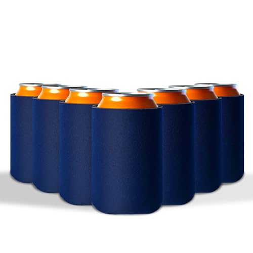 Dark blue Josake Scuba Foam Can Cooler Sleeve for 12oz drinks, bulk pack of 100, insulated thermocoolers for bottles and cans.