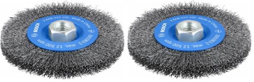 Bosch 1 x PRO Steel Longlife Disc Brush, Wavy Wire for Small Angle Grinders and M14 Thread (for Steel, Diameter 115 mm, Professional Accessories Small Angle Grinder) (Pack of 2) Ø 115 mm (Packung mit 2)