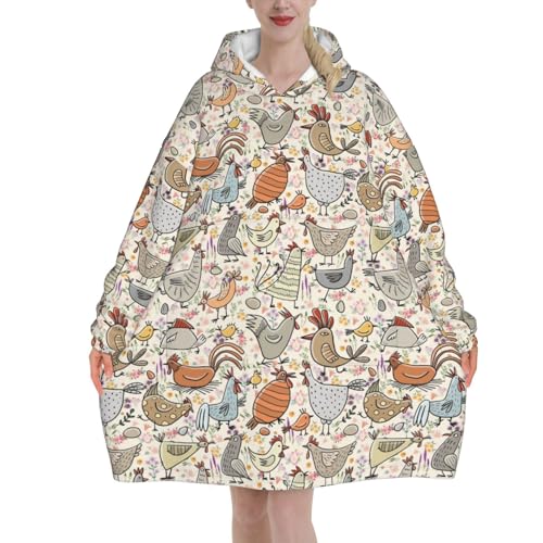 Wearable Blanket Oversized Blanket Hoodie Cozy Hoodie For Adults Sweatshirt Sweater Blanket Hoodie With Pocket Chicken