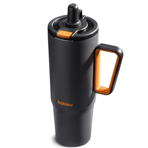 BABLOV 40oz Insulated Coffee Tumbler with Straw Travel Coffee Cup Foggy Tide
