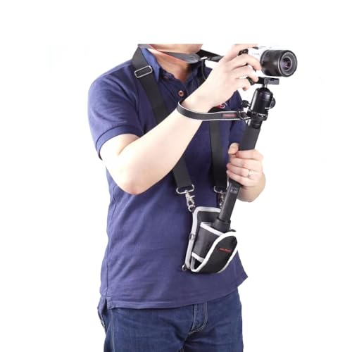 Nicama MTB1 Camera Monopod Shoulder Neck Sling Strap/Unipod Tripod Belt Waist Bag, Weight Support for Gimbal Stabilizer DJI Ronin-S, Zhiyun Crane, Moza Air Hold Gimbal Easier and Longer (Black)