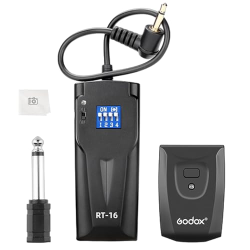 Godox RT-16 Wireless Flash Trigger Kit,2 in 1 Transmitter with Receiver for Studio Strobe Flash Photography,433MHz 16 Channels Trigger Compatible with Canon Nikon Sony Fujifilm Olympus Pentax Camera