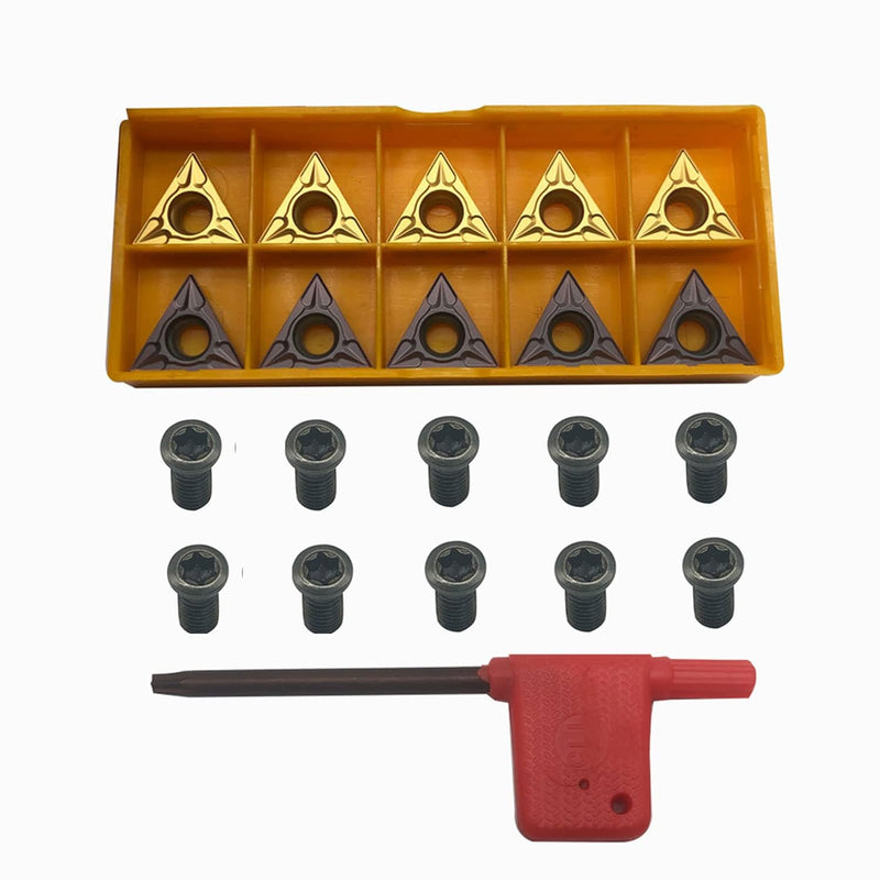 TCMT16T304 Carbide Indexable Inserts with M4x10 Screws/T15 Tool | 21 pieces with TCMT32.51 plates suitable for turning and milling on lathes including alloy steel hex screws 10psc TCMT16T304+10pcs screws