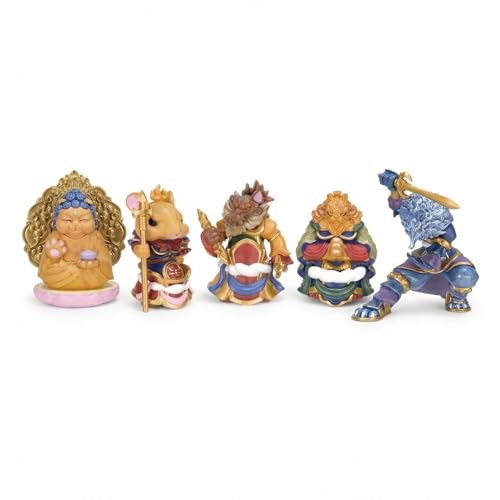 Zodiac & Cat Buddha Figurine Set of 5, Japanese Desk Decor Shogun 1Set