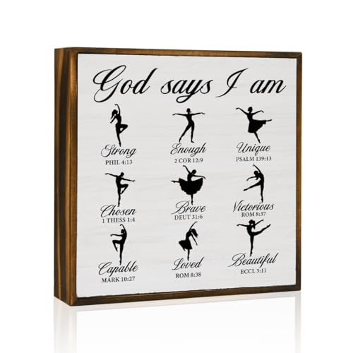 God Says I Am Ballet Dancing Decor Wood Sign Retro
