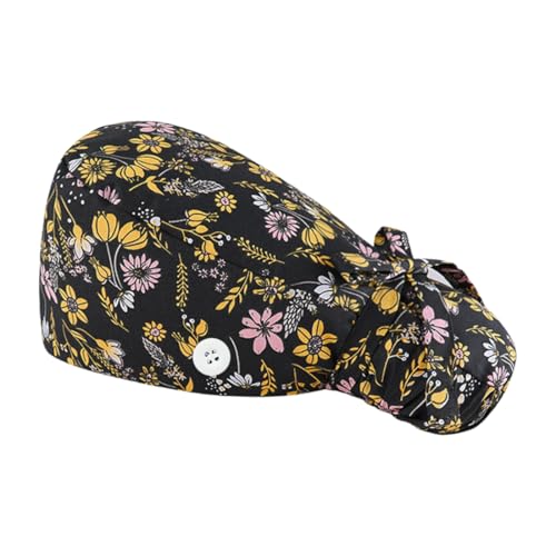 Nurse Caps, 1 Surgical Cap, Nurse Cap, Work Hood with Buttons and Straps - Adjustable and Reusable, Suitable for Long Hair