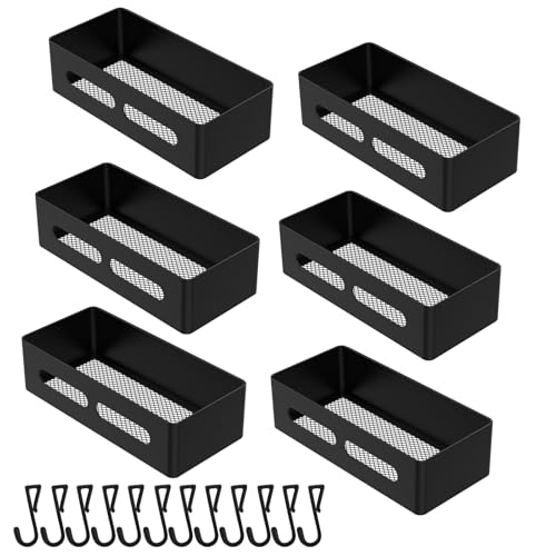 Magnetic Spice Storage Refrigerator Rack Seasoning Organizer Wall-Mounted Shelf with Hook for Kitchen Bathroom Organization (6, Black) 6