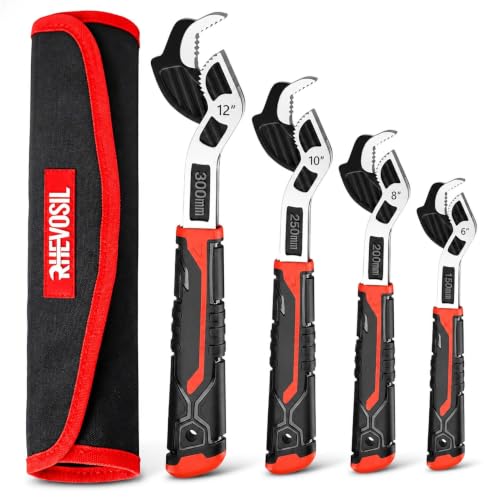 4 Pack Self Adjusting Pipe Wrench Set, 6" 8" 10" 12" Plumbers Wrench 6”+8”+10”+12”