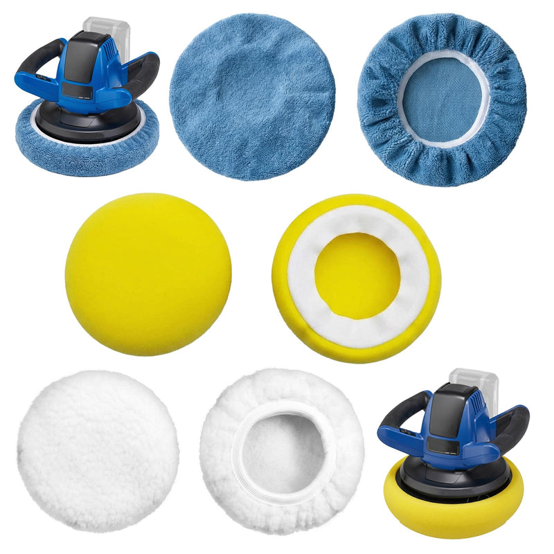 6 Piece Polishing Hood Set, 220 mm - 250 mm Lambswool Polishing Hoods, Soft Microfibre Polishing Hood, Angle Grinder Polishing Hood for Car, Car Headlights, Cork Floors etc | Weiche Mikrofaser Polierhaube 3 Materialien × 2 Stück, Winkelschleifer Polier...