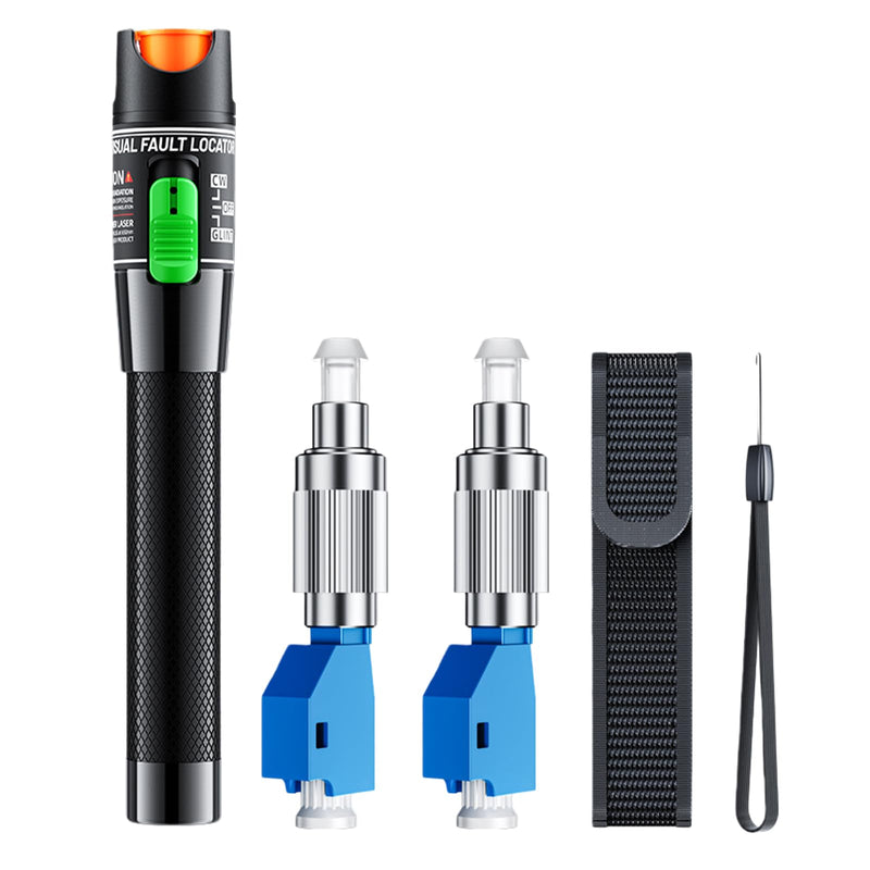 Visual Fault Locator 30 km, Fibre Optic Cable Tester, VFL Test Kit Includes Single Mode 2.5 mm FC Male to LC Female Adapter for Network Cable Tester, LC/FC/SC/ST Interface