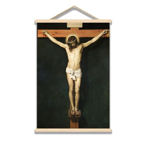 Diego Velazquez Canvas Wall Art: Jesus Is Nailed To The Cross - Wooden Hanging Poster - Religious Culture And Art - Good Friday - Church - Home Wall Decoration - Direct Hanging With Frame.（12x18in30x45cm） （12x18in30x45cm）