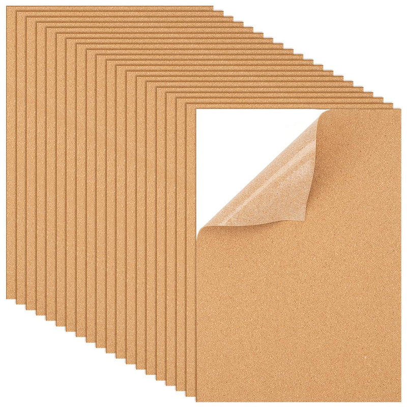 BENECREAT 20 Pack 11.81x8.23inch Self-Adhesive Cork Sheets, Natural Cork Board, Peel and Stick Cork Board for DIY Crafts Home Decor and Coasters Making 11.81x8.23x0.04Inch