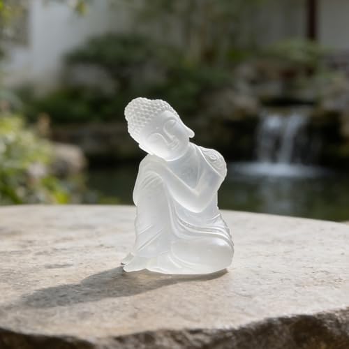 Transparent Resin Buddha Statue 5.9 Inch Home Decor White