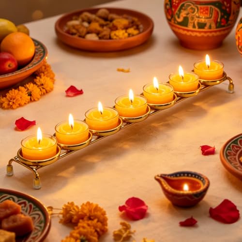 7 Cups Diwali Diya Candle Holder Indian Pooja Items Decorative Diwali Gifts