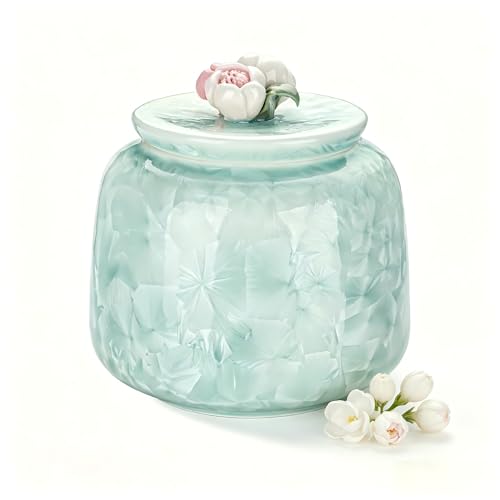 Floral Small Urn for Human Ashes Ceramic Keepsake for Men Women Flower