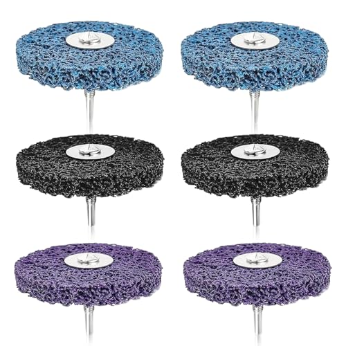 Pack of 6 CSD Disc, 100 mm, Coarse Cleaning Disc, Polishing Disc, CBS Sanding Disc, Cleaning Disc Set for Paint, Rust, Oxidation, Cleaning and Removing (Blue, Purple, Black)