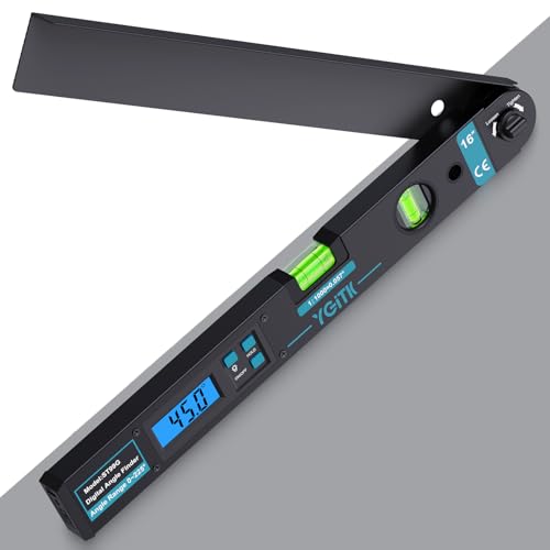 YGiTK digital angle finder 225° aluminum protractor with backlit LCD and bubble levels