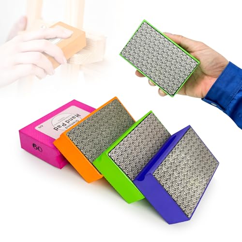 DiaAbras diamond hand polishing pads with foam backing, multicolored 60–400 grit sanding pads for tile, glass, wood, and marble
