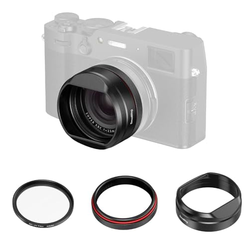 SMALLRIG UV Filter with Lens Hood Kit for FUJIFILM X100VI / X100V, UV Filter with 99% Light Transmission, Anti-Flare & Anti-Ghosting, Lens Hood in Aluminum Alloy, Black - 5850