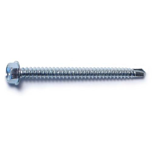 BuildRight silver hex washer self-drilling screws, #8 x 2 inches, 1 lb box