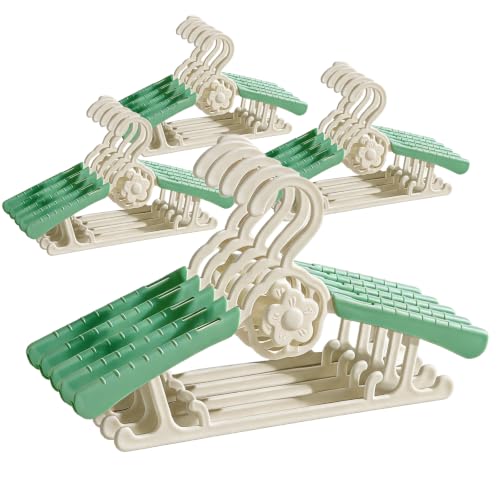 20 Pack Baby Clothes Hangers, Non-Slip and Extendable Toddler Hangers, 11-14 Inches Adjustable Plastic Kids Closet Hanger, Suitable for Infant Girls, Boys, Newborn and Children (Green) Green 20pc