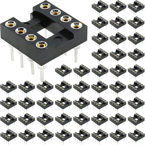 50pcs 8 Pin DIP IC Socket Round Shape 2.54mm Pitch 8 Pin IC Socket Adapter Round Holes PCB Soldering 7.6mm Pitch Shatterproof