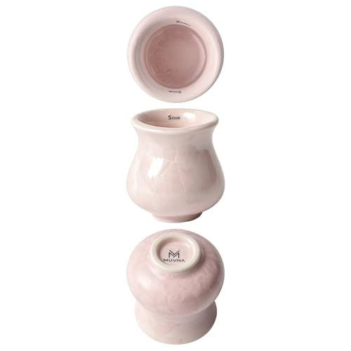 Ceramic Espresso Tasting Cup 4oz Handcrafted Ice Crackle Porcelain Cortado & Macchiato Cup, Asymmetrical Sensory Thick Wall Coffee Mug with Anti-Slip Base, Demitasse Barista Gift, Pink Cherry Blossom