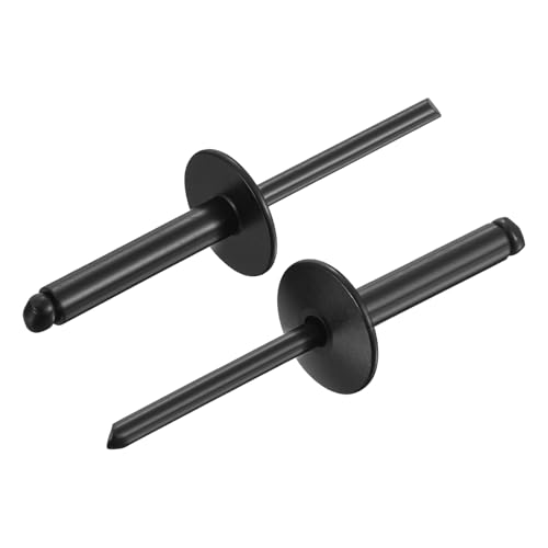 BOLTALIVON 3/16 x 1 inch black carbon steel large flange blind rivets, 50-piece pack