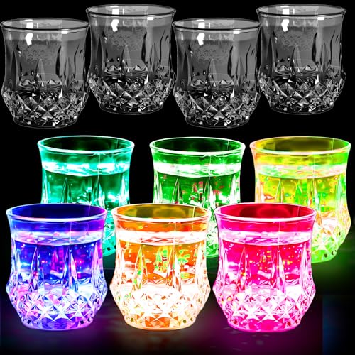 10 Pack Light Up Cups 6.8 oz Liquid Activated Drinking Cups Glow in the Dark Led Flashing Cup for Birthday Bar Dance Weddings Party Disco