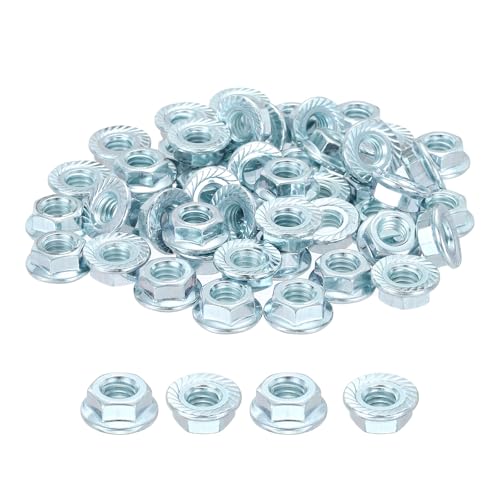 Kozelo 5/16-18 serrated flange hex nuts, carbon steel with blue-white zinc plating, 100-piece set