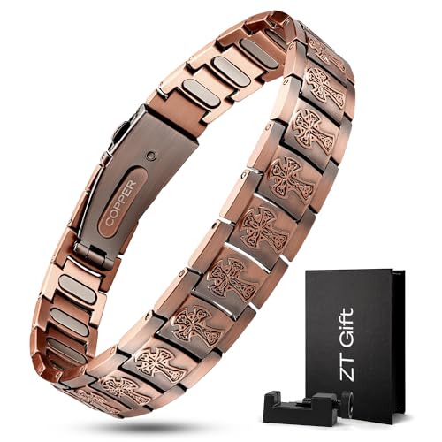 Trinckle Copper Magnetic Bracelet for Men with 5X Strength 5000Gauss Magnet