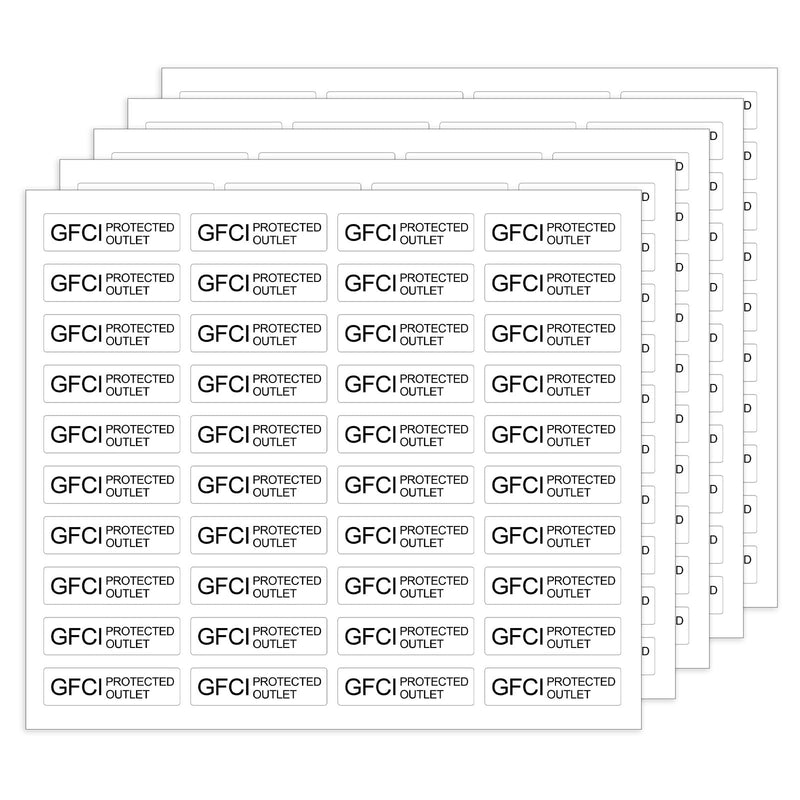200 Piece GFCI Protected Outlet Stickers GFCI Labels Stickers No Equipment Ground Decals Clear Protected Outlet Receptacle Plates Label(0.27x 1-inch)