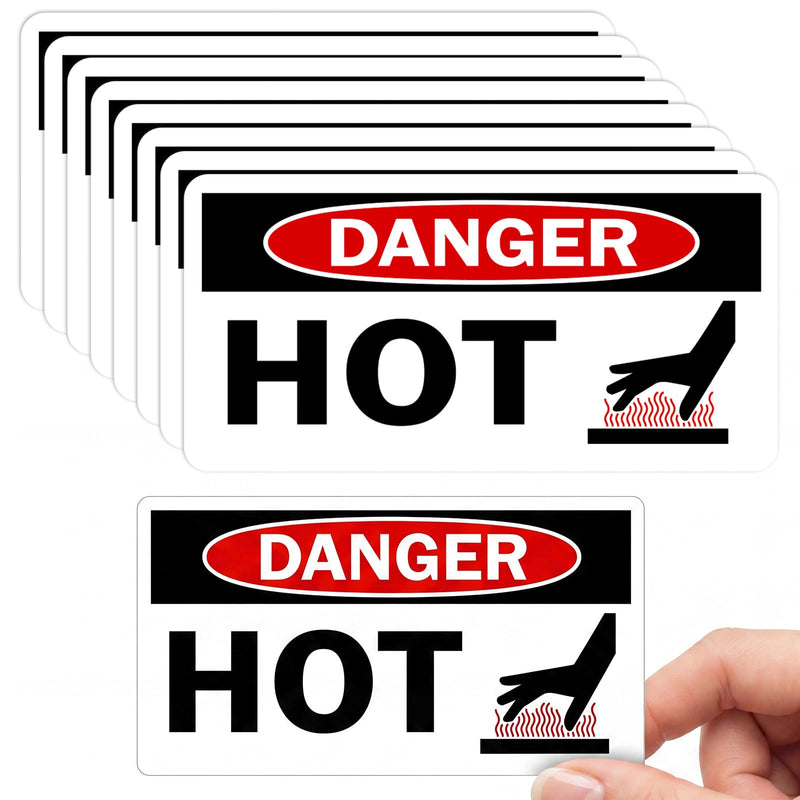 20 Pcs Danger Hot Labels, 1.5" x 3" Hot OSHA Stickers with Symbol Self-Stick Adhesive Vinyl for Industrial Home and Equipment Safety Signs(Common) 20 Black on White